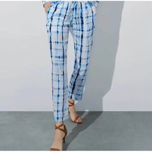 Lauren Ralph Lauren Tie-Dye Style Plaid Pants NWT Blue Size 12